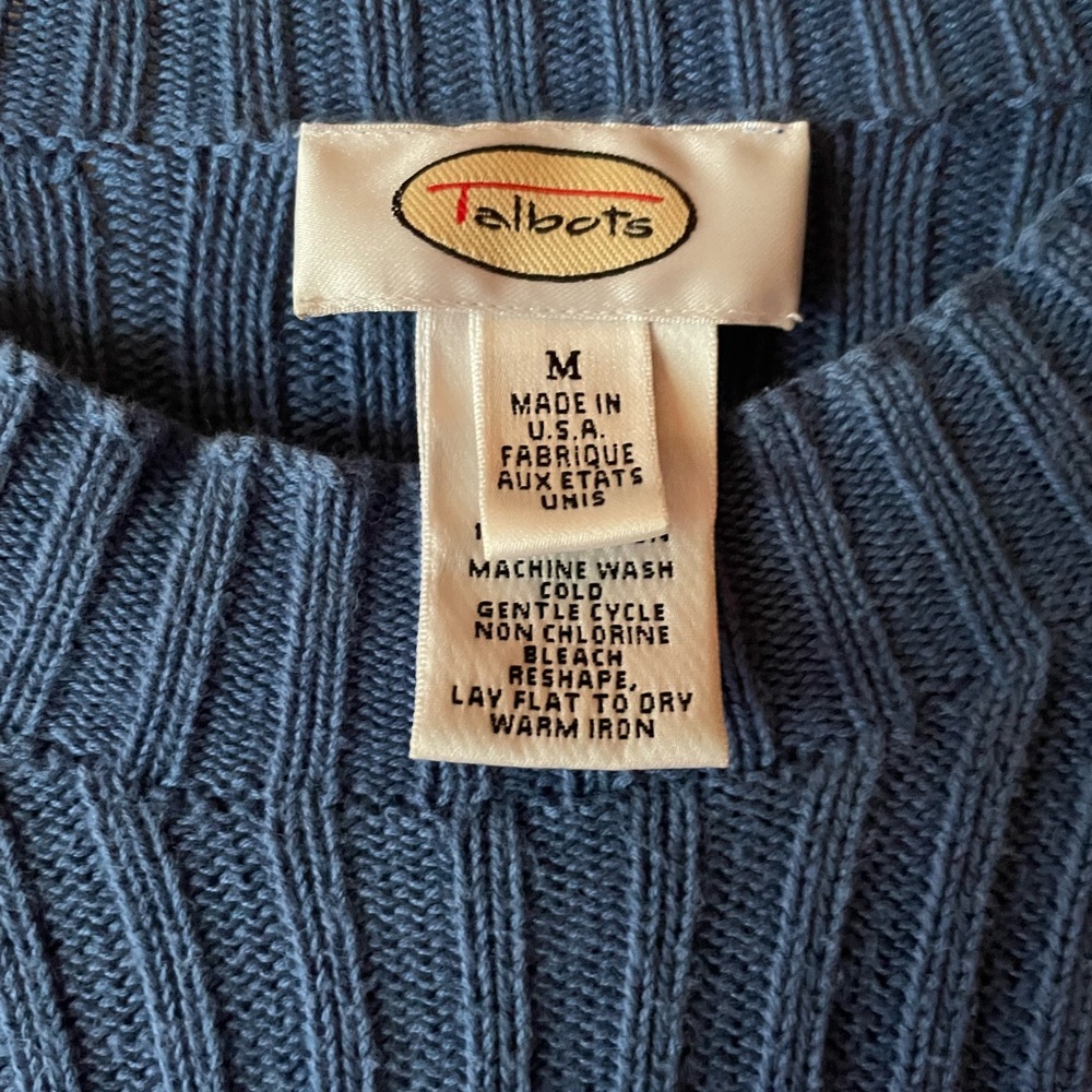 🌸Talbots Blue Ribbed Crewneck Sweater🌸 - Picture 4 of 6
